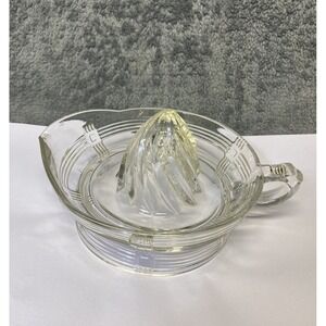Vintage Hazel Atlas Clear Glass Juicer Reamer Basket Weave Criss Cross Pattern